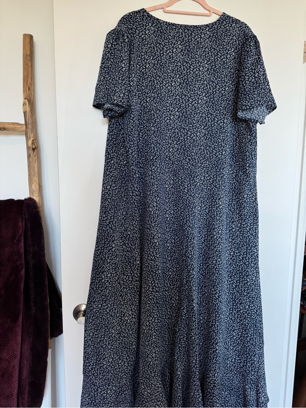 Navy Floral Wrap Maxi Dress with Tie Waist - Picture 5 of 8